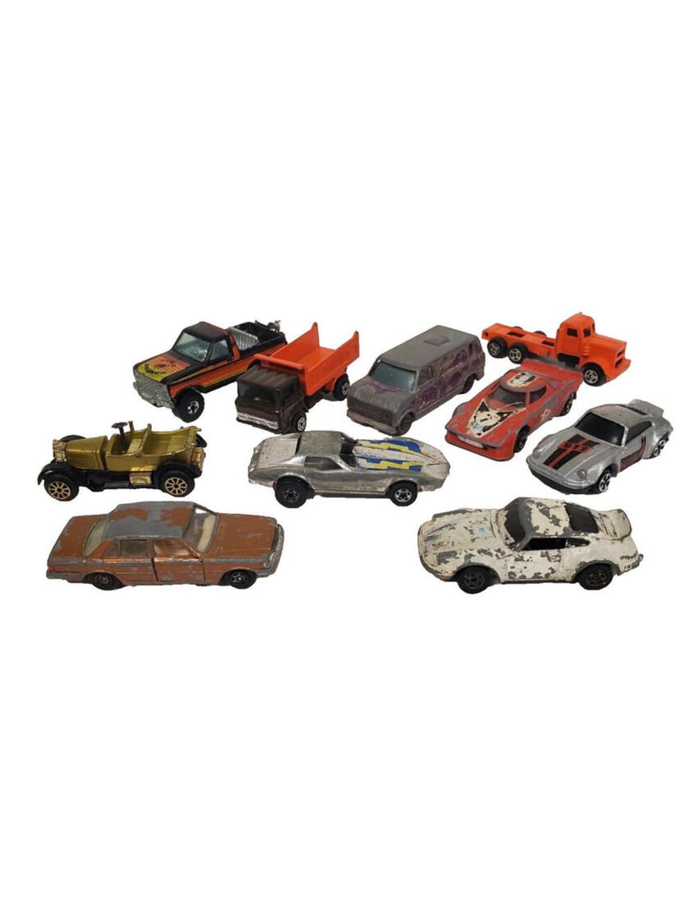 Vintage Lot of 10 Die Cast Toy Cars Trucks Hot Wheels Hong Kong